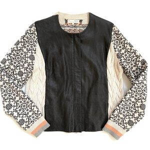 Odd Molly knit jacket with leather front